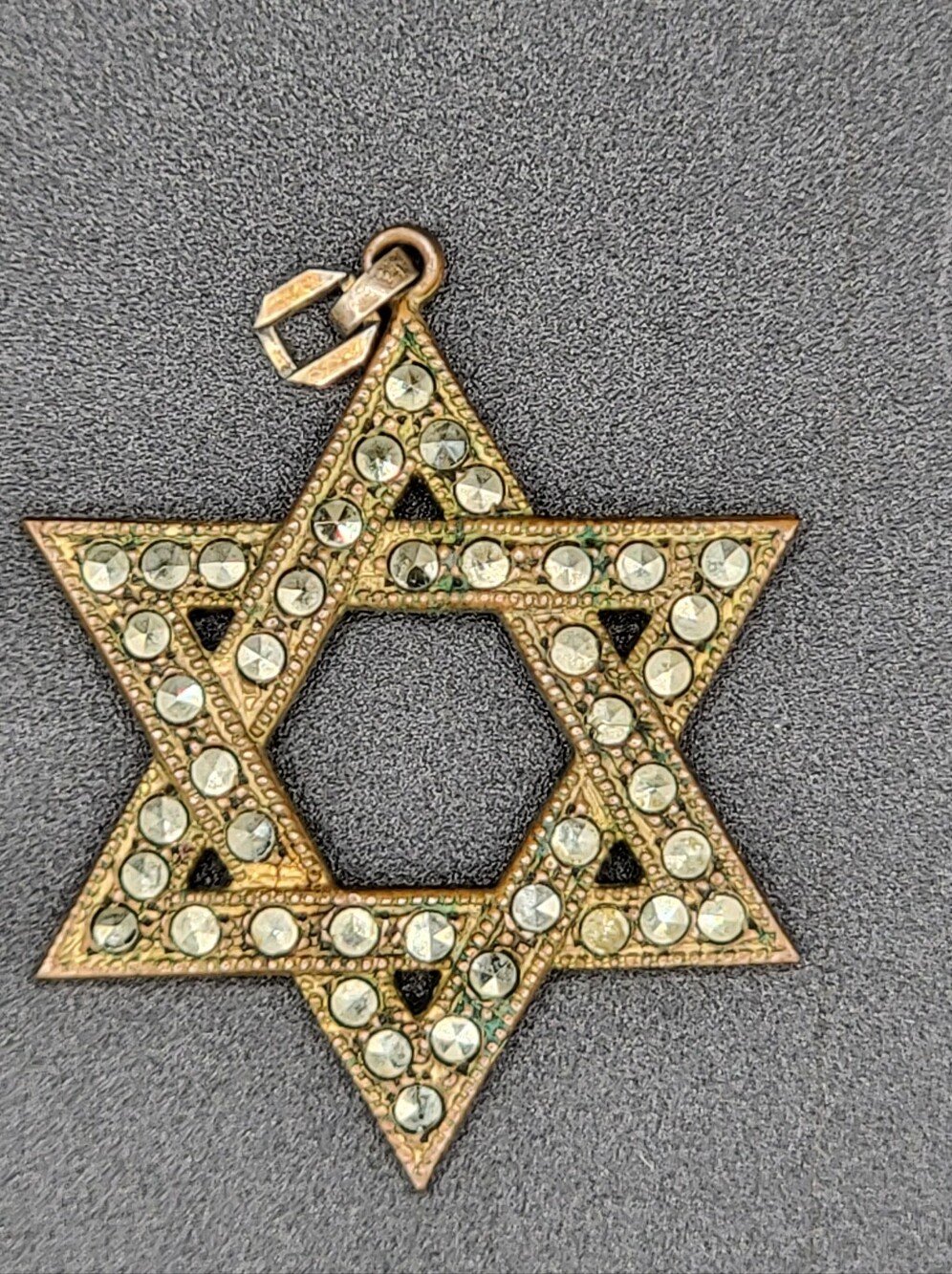 Vintage THEDA 12K Gold Filled Rhinestone Star of David Pendant